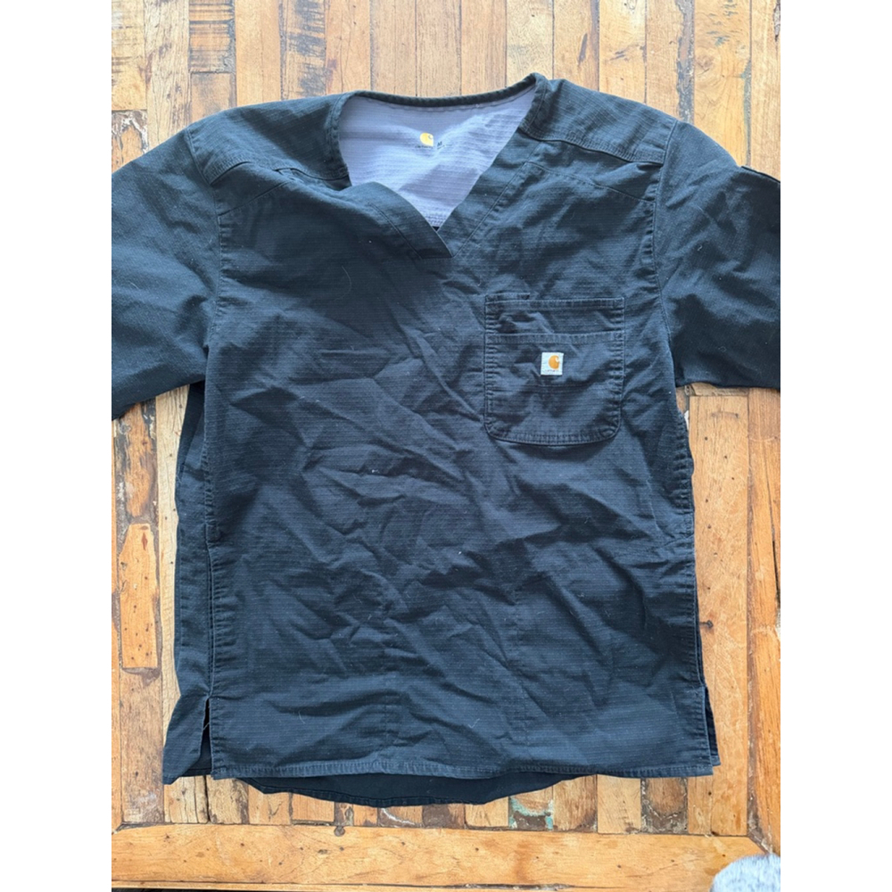 Men's Carhartt Ripstop Utility Black Short Sleeve V-Neck Scrub Top M